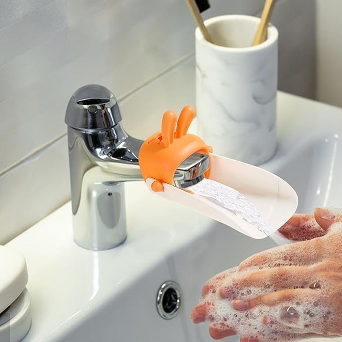 Rabbit Faucet Extender for Kids,Baby Sink Tap Extender,Easy Hand Wash Helper,BPA Free Soft Silicone | Bathroom & Kitchen Use | Cartoon Design Water Tap Extension (Pack of 1)-image-33