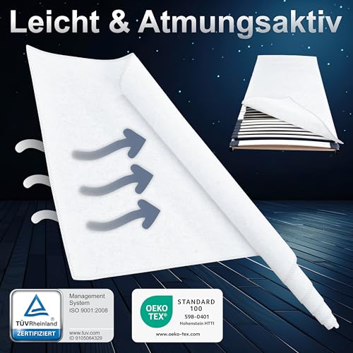 Matratzen Perfekt Matratzenunterlage atmungsaktiver Filz Matratzenschoner Schutz vor Druckstellen & Verschmutzung Unterlage zwischen Lattenrost und Matratze (90x200)