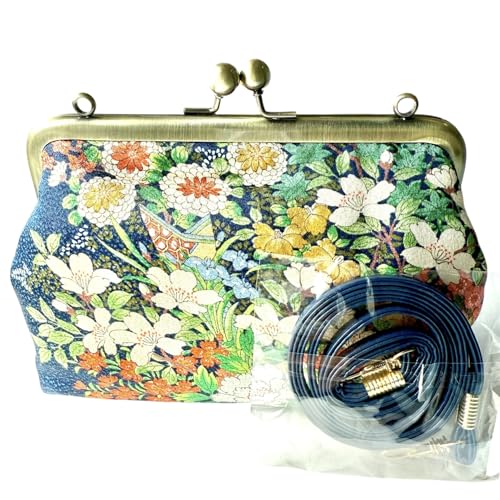 Kimono Cloud Clutch bag Vintage Floral Kiss Lock Purses and Handbags Crossbody Bag/Made in Japan Shoulder/flowers (Pink5)