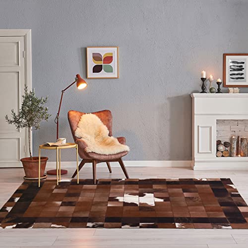 Dweike Faux Cowhide Rug, Round Rug 2 X 6Ft/61 * 183Cm, Faux Fur Animal Cow Print Carpet For Bedroom, Living Room, Office, Home Decor Mat, Cowhide Rug, Brown #TOP6