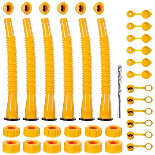 Image of Gas Can Spout Replacement Long, Our replacement spout features a 10.2in extended nozzle (2in longer than standard). Gas can nozzle (6 Pack-Yellow) for 1 /2 /5 /10 gal oil cans
