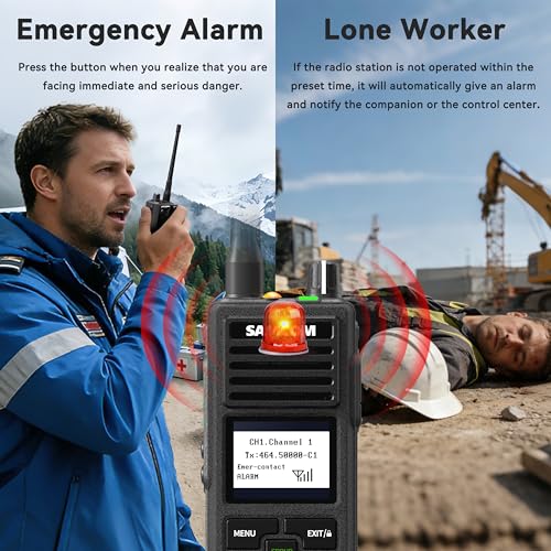 Image of SAMCOM Digital DMR 2 Way Radios Walkie Talkie Long Range GPS Tracking | 50A Commercial UHF Radio Programmable Customized Message Lone Worker Emergency Alert for Industrial Church School Security