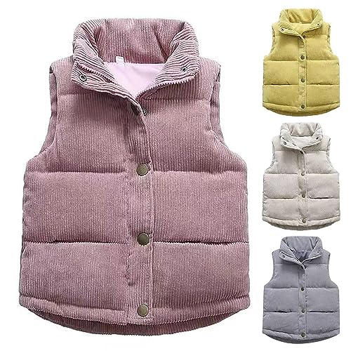Toddler Boys Vest Corduroy Jackets with Pockets Girl Sleeveless Stand Collar Button Waistcoat Winter