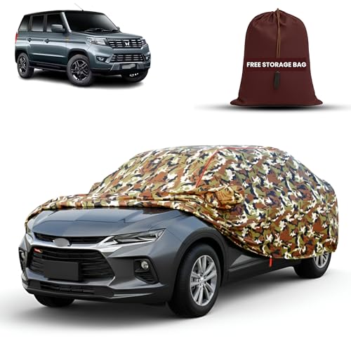 Image of MORNYRAY Car Cover for Mahindra Bolero Neo | Fully Waterproof Car Body Cover | with Mirror & Antenna Pocket | Dustproof, Windproof & Anti-Scratch Lining, Camouflage