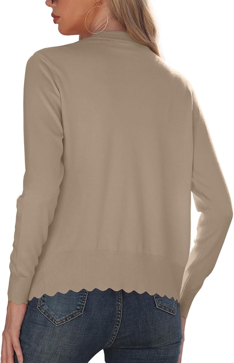 GRECERELLE Women's Long Sleeve V-Neck Button Down Cardigan Knit Shrugs Sweater - Image 4