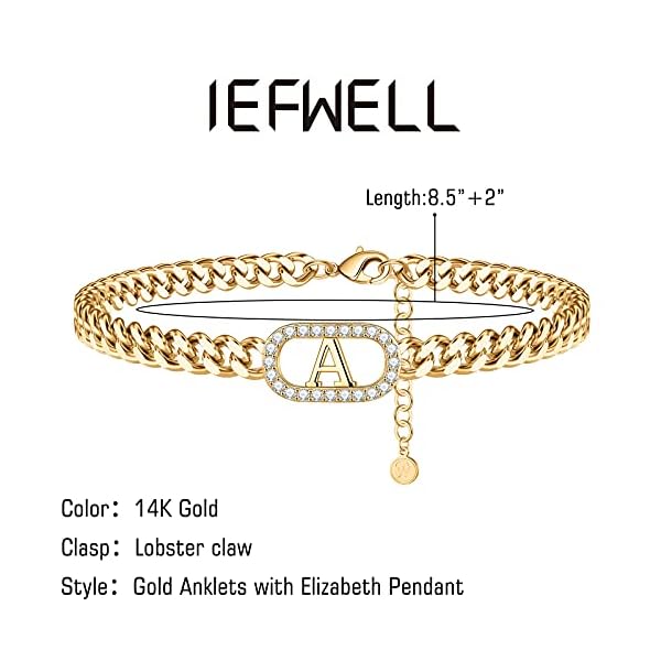 IEFWELL-Gold-Initial-Ankle-Bracelets-for-Women-14K-Gold-Filled-Gold-Anklets-for-Women-Cuban-Link-Anklets-for-Women-Handmade-Gold-Ankle-Bracelets-for-Women-Ankle-Bracelets-Gold-Jewelry IEFWELL Gold Initial Anklets for Women, 14K Gold Filled Cuban Link Anklets for Women Initial Anklet Bracelets for Women Initial Anklet for Women Anklets with Initials K Gold Jewelry