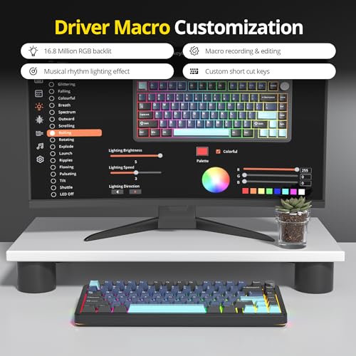 Image of Surmen M75 Thocky Gaming Keyboard Board 75% Wireless, BT5.0 /2.4Ghz /USB Bluetooth Mechanical Gaming Keyboard with 5-Layer Padding (Deep Sea)