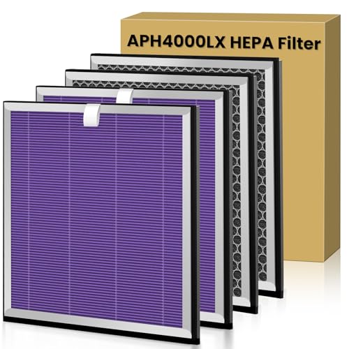Image of 4 Pack APH4000 Replacement Filter Compatible with KNKA APH4000 Air Purifier | 3-in-1 HEPA and Activated Carbon Filter for Home Large Room - Purple