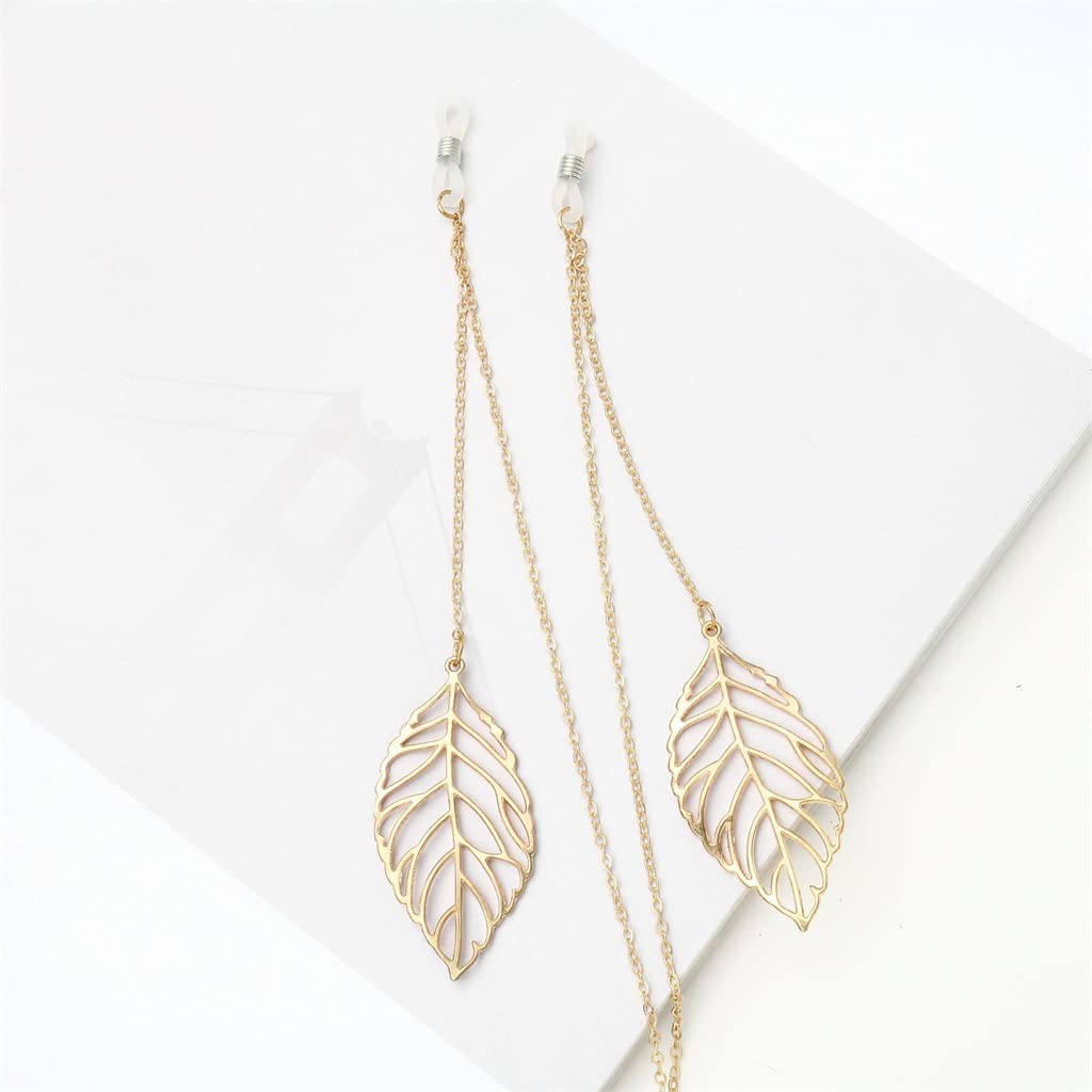 Metall-Brillenkordel, Blattgold-Anhänger, Brillenkette, Modeaccessoires