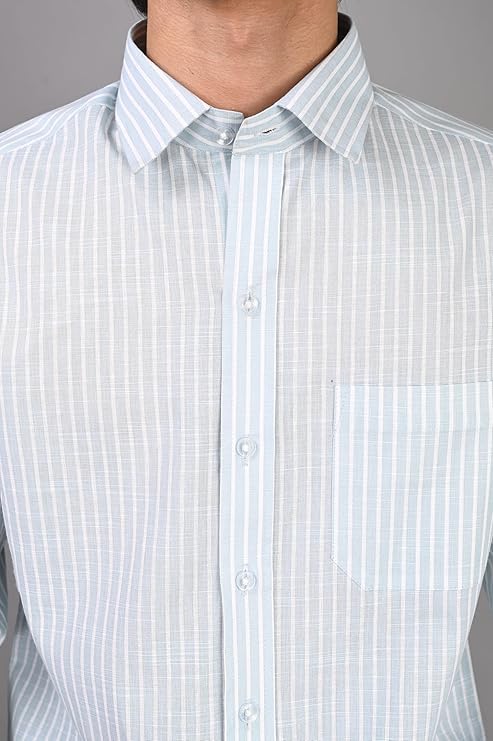 Image of Men Regular Fit Shirt Colour Light Stripes Cotton Shirts for Men