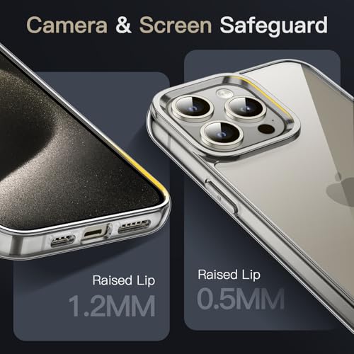 Image of JETech Cover Case for iPhone 15 Pro 6.1-Inch, Non-Yellowing Shockproof Phone Bumper Cover, Anti-Scratch Clear Back (Natural Titanium)