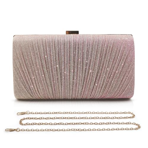 Pahajim Bolso Mujer Fiesta Brillante Bolsos Clutch con Cadena Bolso Noche Mujer para Boda Novia Ceremonia Banquete (Oro Rosa) Pahajim Bolso Mujer Fiesta Brillante Bolsos Clutch con Cadena Bolso Noche Mujer para Boda Novia Ceremonia Banquete (Oro Rosa)