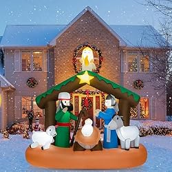 Aufblasbare Weihnachtskrippe mit 7 LED-Lichtern – Charmante Weihnachtsdekoration für drinnen und draußen, 172 x 76 x 180 cm