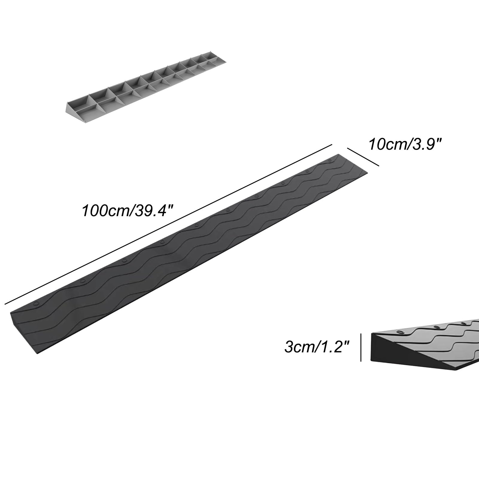Rampa de umbral de plástico para sillas de ruedas y scooters, puerta antideslizante para robots, 3 cm de altura, color gris, fácil acceso para ayudas de movilidad