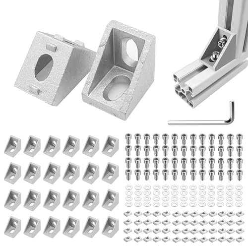 26 Stück Winkel Aluprofil 20 × 20, Alu Profil Winkelverbinder Aluprofile 90 Grad Eckwinkel Eckverbinder mit Zubehör Wandhalter Befestigungsmaterial für Regale Geräteständer 26 Stück Winkel Aluprofil 20 × 20, Alu Profil Winkelverbinder Aluprofile 90 Grad Eckwinkel Eckverbinder mit Zubehör Wandhalter Befestigungsmaterial für Regale Geräteständer
