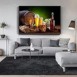 GLWDME Bilder auf Leinwand, Wandbilder Wohnzimmer,Bier- und Weinglas Wandposter, Bild Schlafzimmer(Gerahmt)