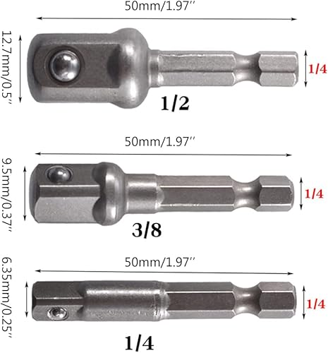 Miniatura 3 de 3 unids 14 38 Bit Drive Socket Adapter 360 giratorio para taladro inalámbrico de extensión de trinquete adaptador adaptador de extensión adaptador