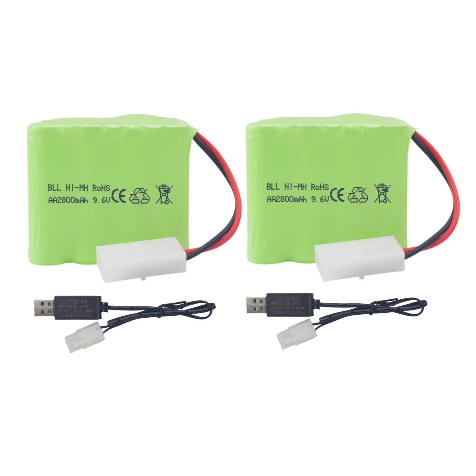 sea jump2PCS AA 9.6V 2800mah RC Battery Pack with Tamiya Plug and USB Charging Cable Suitable for Toy Tank Engineering, Flat Semi-Trailer Truck, RC Car, Ni-MH High Capacity Battery