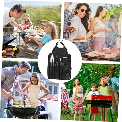 Set de 8 piezas para barbacoa de acero inoxidable con mango de madera miniatura 4
