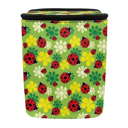 Image of KEIAHUAN Ladybug Car Trash Can with Lid Hanging Garbage Bin and Storage Bag Large Capacity Portable Multi-Functional Rubbish Bag Grocery Organizer for Snacks, Drinks, and Widget, Green