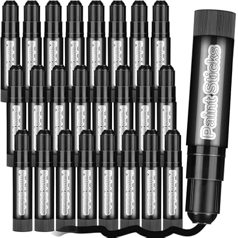 Gilprop 24 Pcs Solid Tempera Paint Sticks Washable Quick Drying Paint Sticks Bulk No Mess Paint Crayons for Kids Students Painting Canvas Posters Arts Project Gifts(Black) Cover