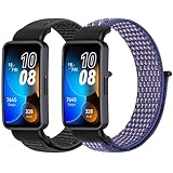 WNIPH Nylon Watch Bands Compatible for Huawei Band 10/9/8, 2 Pcs Adjustable Breathable Sport Loop Wristband Replacement Straps for Women Men