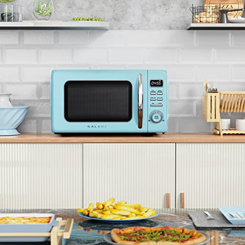 Galanz GLCMKZ07BER07 Retro Countertop Microwave Oven with Auto Cook & Reheat, Defrost, Quick Start Functions, Easy Clean with Glass Turntable, Pull Handle.7 cu ft, Blue by Galanz - Image 6