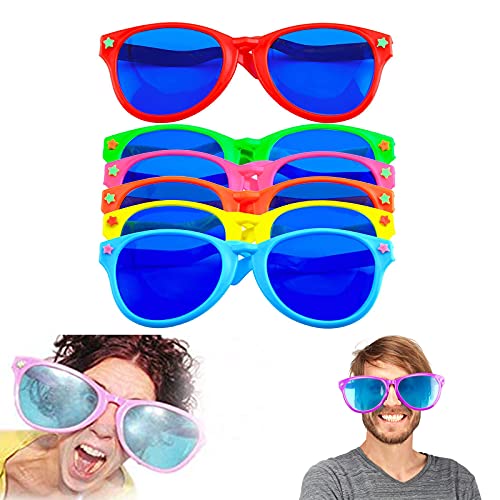 Dilightnews 6 Stück Kunstoff Partybrille, Partybrille Plastik Groß, Partybrillen Bunt Kunstoff, Groß Sonnenbrille Bunte Party Brille für Strand Kostümzubehör Foto Requisiten Kostüm Partyzubehör Cover