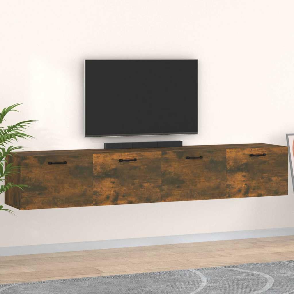 Armadio da parete, 2 pezzi, rovere fumato, 100 x 36,5 x 35 cm, legno