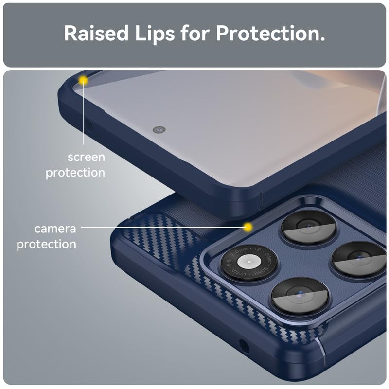 Image of Hybrid Carbon Fiber Back Case for Moto Edge 60 Fusion (Blue)