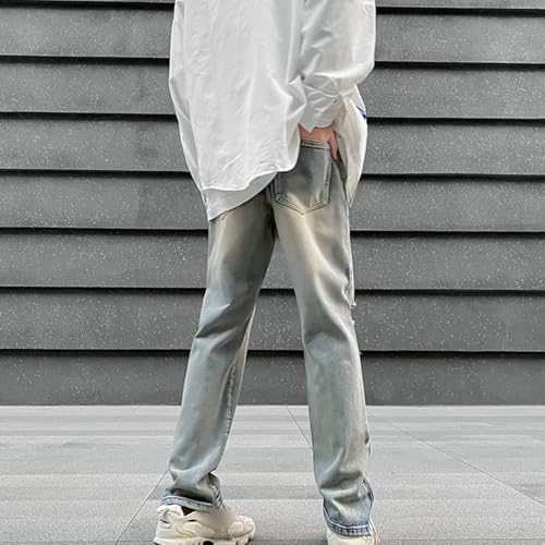 Men's Ripped Slim Fit Jeans Fashion Side Zipper Streetwear Vintage Hip Hop Jeans2