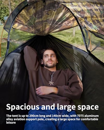 Image of Camping Hammock Tent with Mosquito Net and Sunshade, Extra Large for 2 Person, Lightweight Hanging Hammocks Tree Straps, Bivvy Ground Tent for Outside, Hiking, and Travel