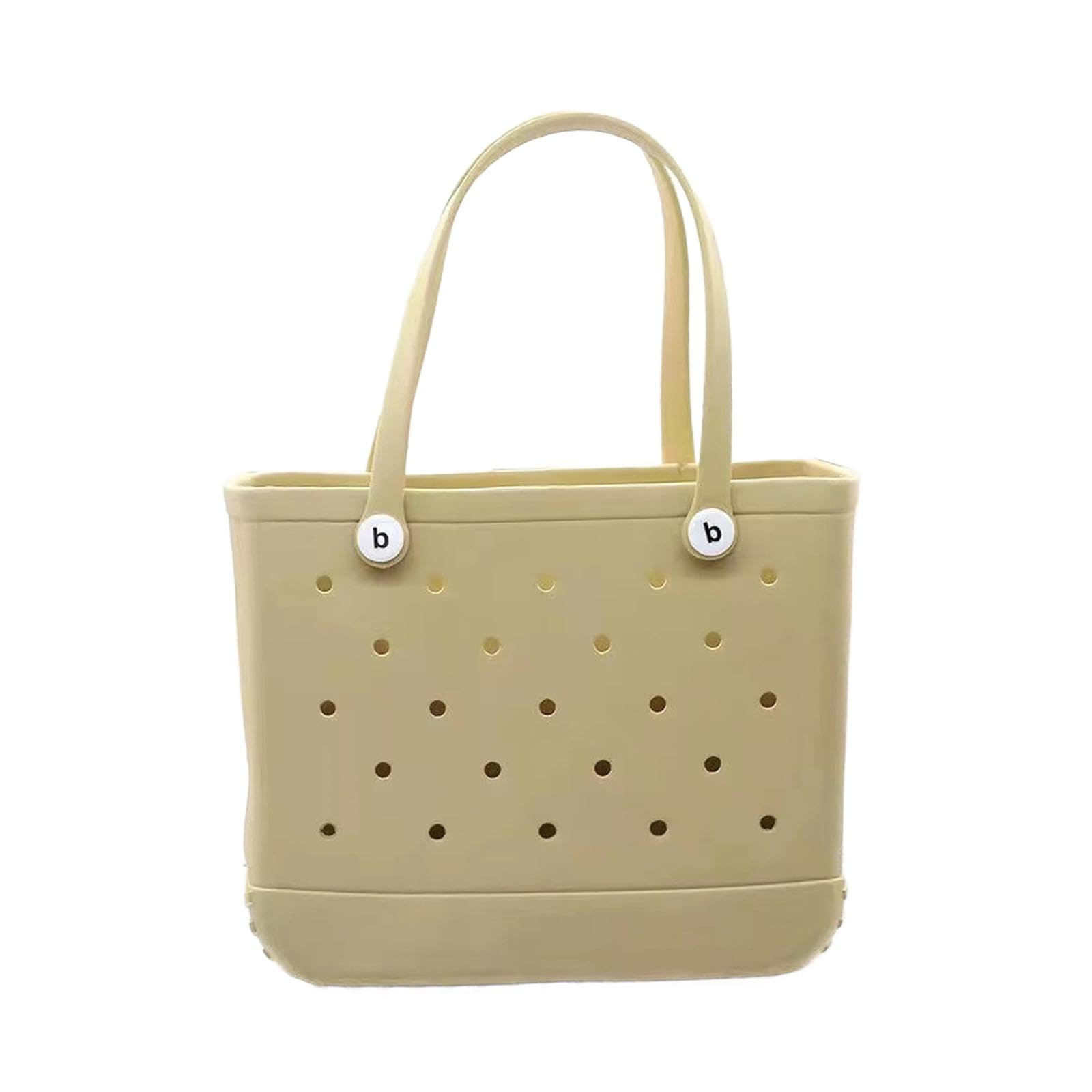 nivaa Beach Tote Bag Waterproof Open Hole Beach Basket Bag for Boat Outdoor Summer 38cmx32cmx13cm Khaki-picture-48