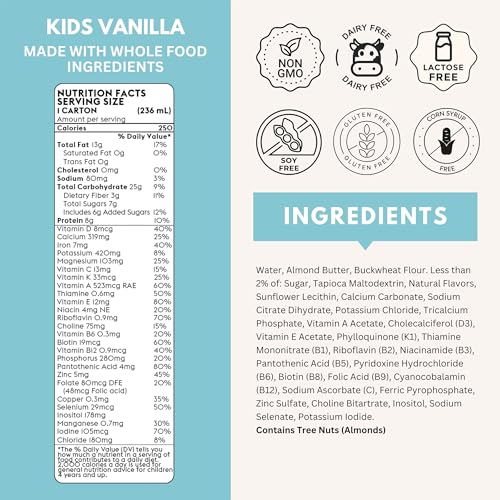 Image of Else Kids Nutrition Shake Vanilla, 2-12 Years, Dairy Free, 8 fl oz 16 Pack | Plant-based ready-to-drink shake with 25+ vitamins & minerals. Dairy & gluten free for everyday nutrition.
