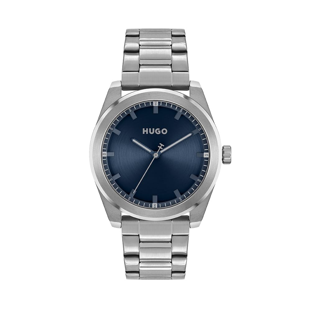 HUGO Analogue Quartz Watch for Men #Bright Collection with Stainless Steel Bracelet Stainless Steel Bracelet - 1530361