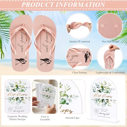 Image of 24 Pairs Bulk Flip Flops for Wedding Guests | Reception Sandals, Wedding Party Favors with Sign, Size Cards, Bagged, Dance Floor Slippers