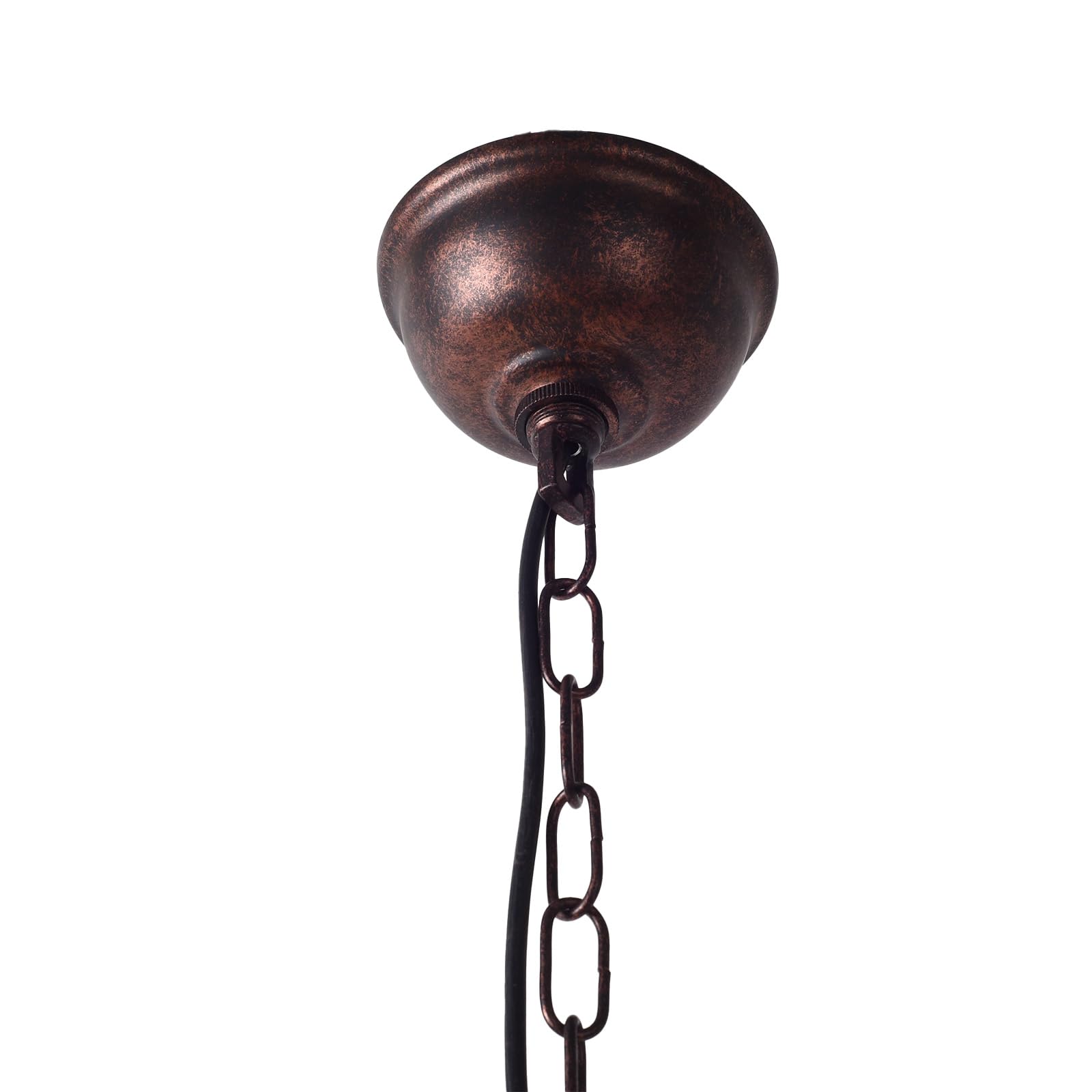 Alpinaluz Lampa Wisząca 4x E14 z Naturalnego Drewna z Łańcuchem | Drewno i metal w rdzawej optyce, Ø32 x 55 cm, regulowany łańcuch 90 cm, włącznik ścienny, do jadalni lub holu