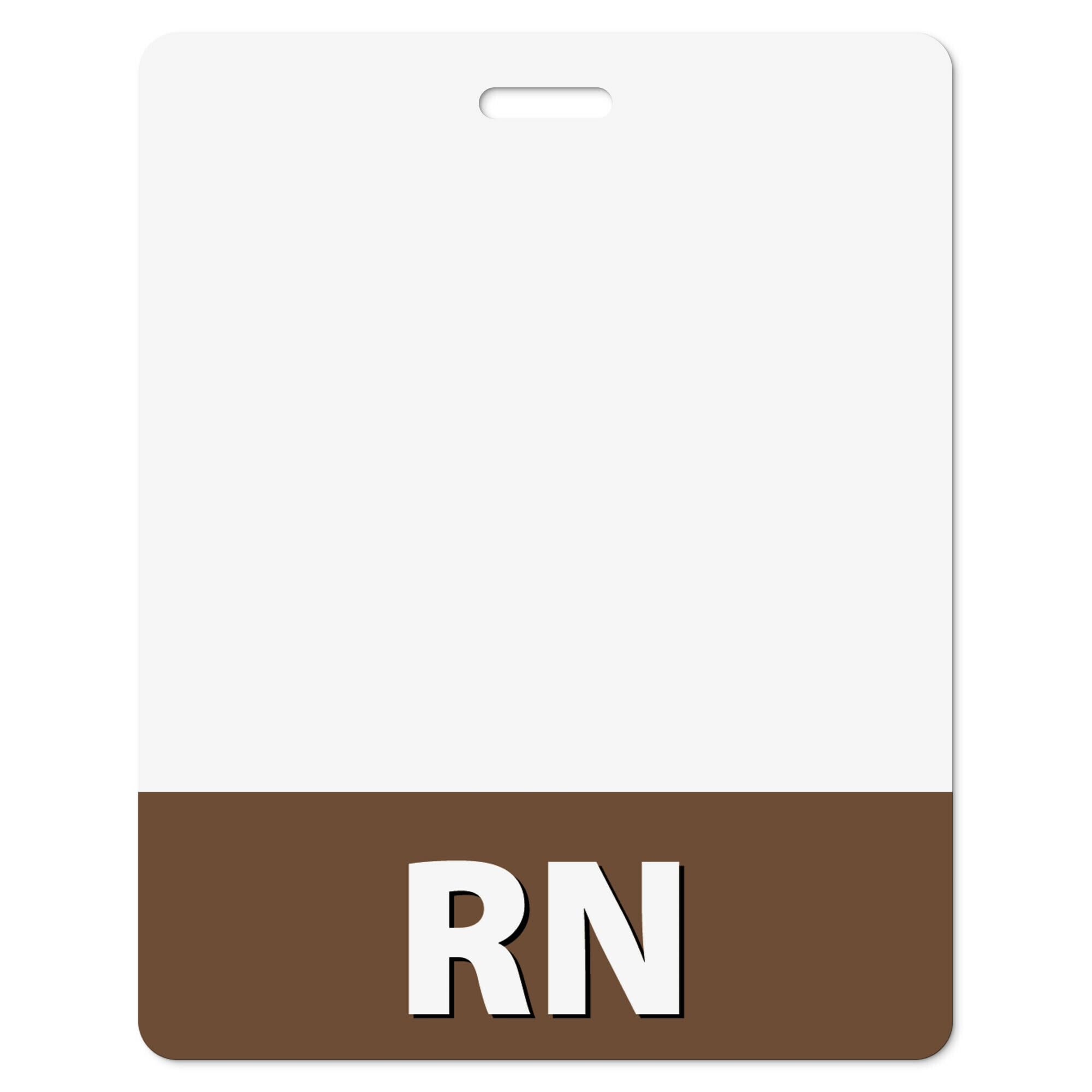 RN Brown Badge Buddy (Horizontal Oversized) - Double Sided Backer Card - Durable and Water Resistant Great for Nurses in Schools, Hospitals,