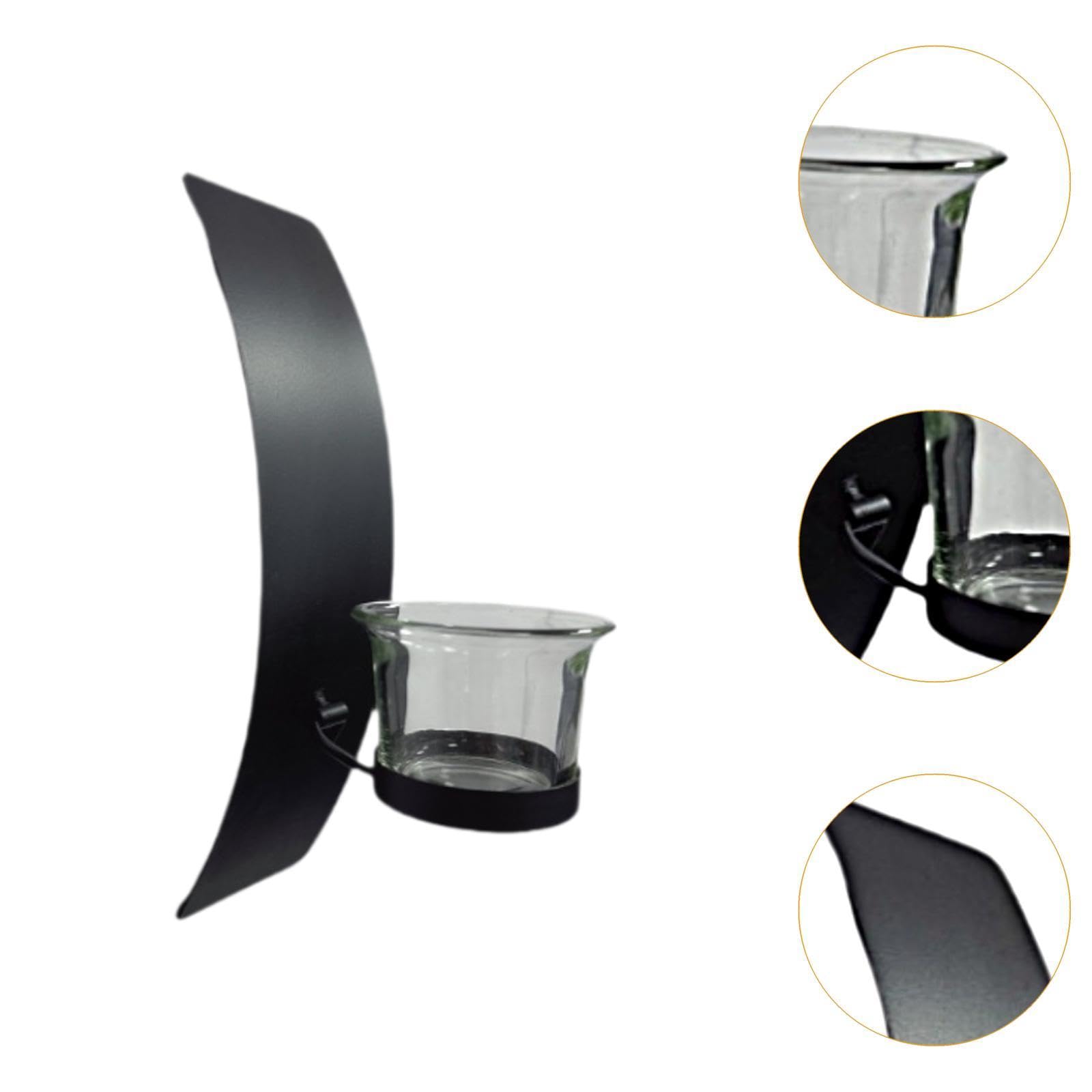 Fenteer Wall Iron Art Candle Holder Modern Creative with Glass Cup Wall Decor Candle Sconce for Home Fireplace Dining Room Decoration