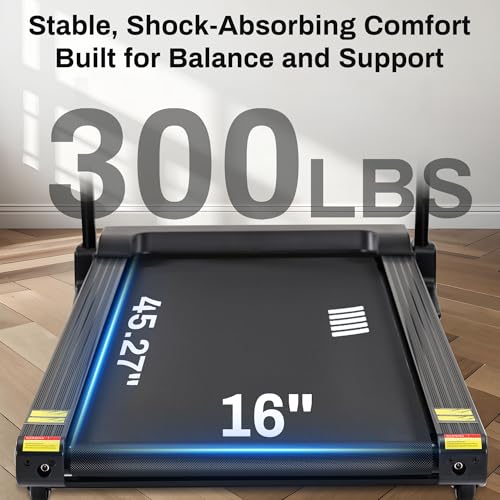 Image of Treadmill with 15% Auto Incline, Folding Running Machine 3.0HP, 300 lbs Capacity, 24 Programs, Shock Absorption, Bluetooth App, 8 MPH Treadmills for Home
