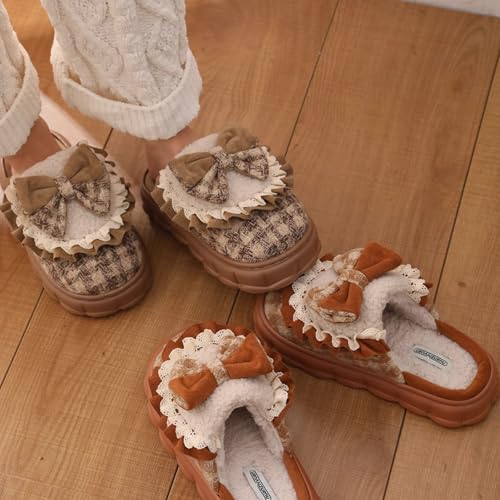 Cute Butterfly Knot Fuzzy Plush Winter House Slippers with Cozy Memory Foam Indoor Outdoor for Women3