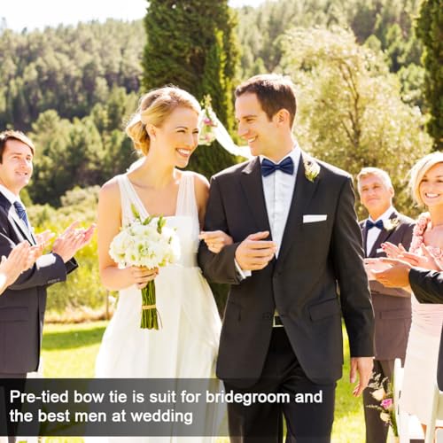 URAQT Fliege, Set Einfarbig Fliege mit Einstecktuch, Fliegen für Herren Einstellbar, Elegantes Set für Hochzeit, Business, Party, Männer Accessoire, Marineblau