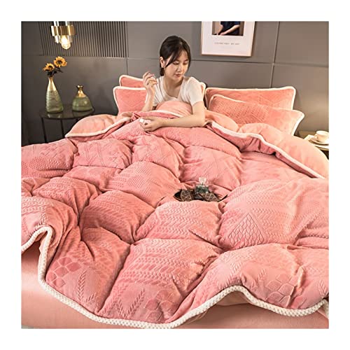 Ensemble de nappe de lit anti-froid en polaire corail avec housse de couette 4PC