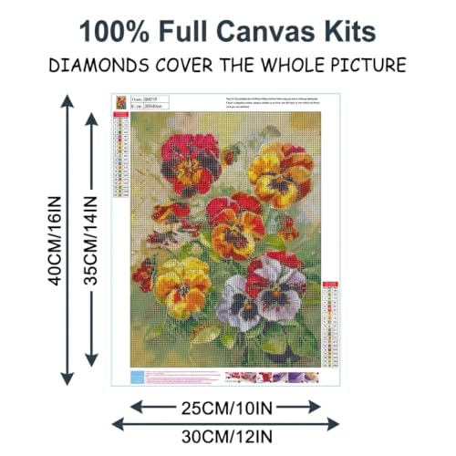 Image of HASTHIP Diamond Painting Kit Full Drill 5D Flower Diamond Art Canvas Resin Rhinestone Embroidery Craft for Adults Home Decor