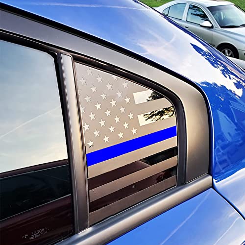 Image of Xinghe for Dodge Charger 2011-2022, Rear Side Window American Flag Decals, 2pcs Matte Black USA Flag Decal for Truck Back Window, Waterproof Vinyl, Durable and Easy Remove Truck Decal (For Dodge Charger 2011-2022, Matte Black Thin Blue Line)