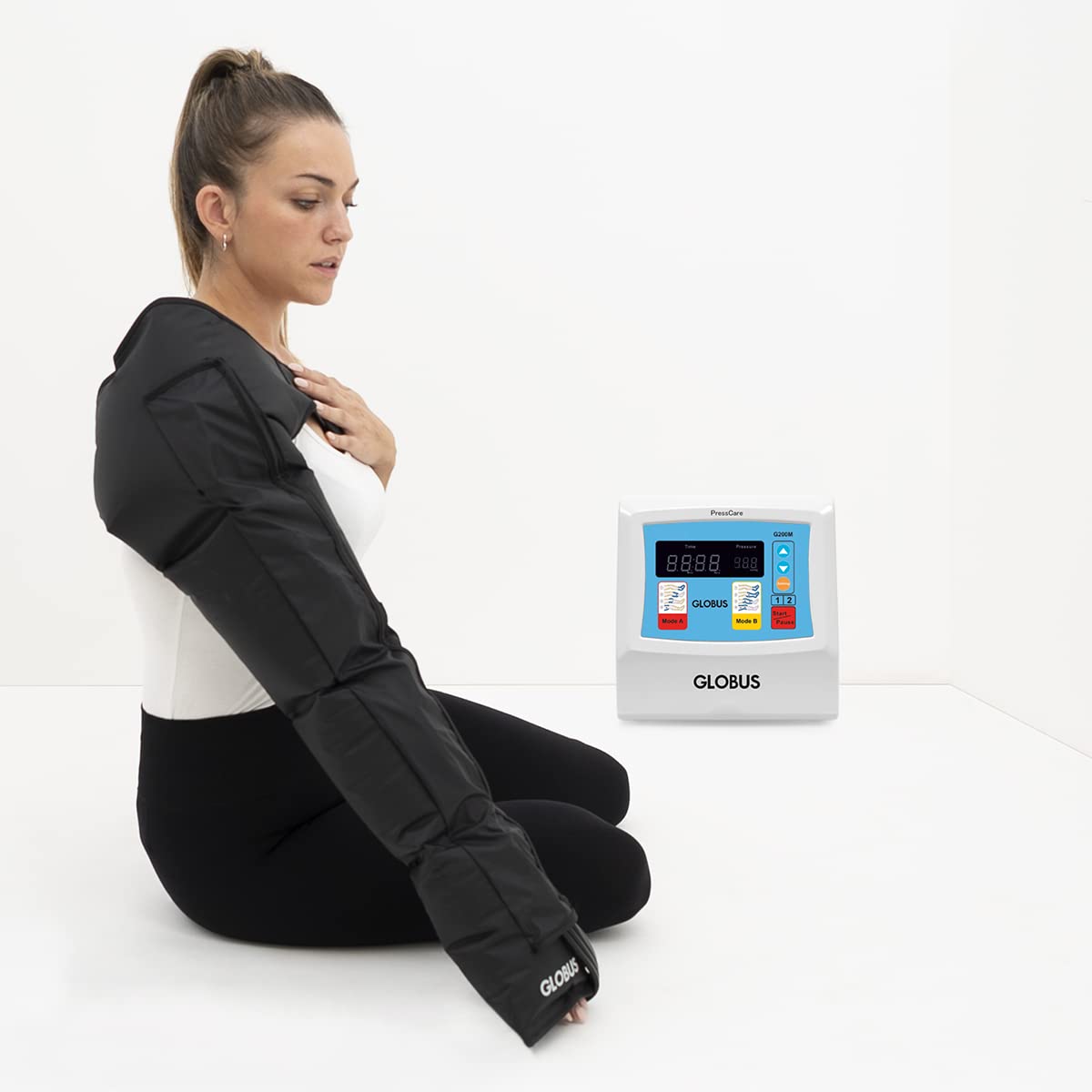 Globus | G200M-1B Presoterapia, Para Salud, Bienestar, Estética y Relajación, Para Piernas hinchadas, Retención de líquidos, Masajes de hematomas, Drenaje Linfático, Con 1 accesorio, Talla Unica