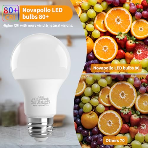A19 LED Light Bulb, 60W Equivalent, Efficient 9W, 7 Year, 800 Lumens, Non-Dimmable, 2700K, Daylight White - 6 Pack - Image 5