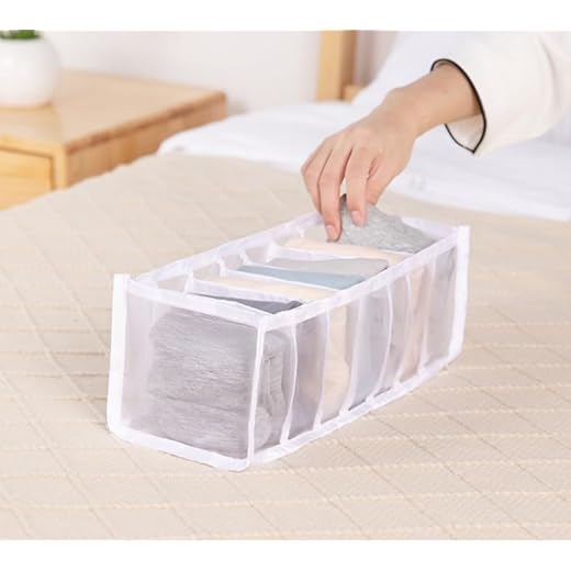 Clothes Drawer Organizer Multi-compartment Mesh Organizer for Underwear and Socks Foldable, Washable Closet Organizer