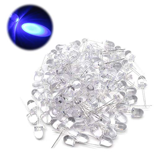 Yootop 100 Pcs 10mm/0.39'' Blue Light Clear Bright LED Lamps Light Emitting Diffused Diodes