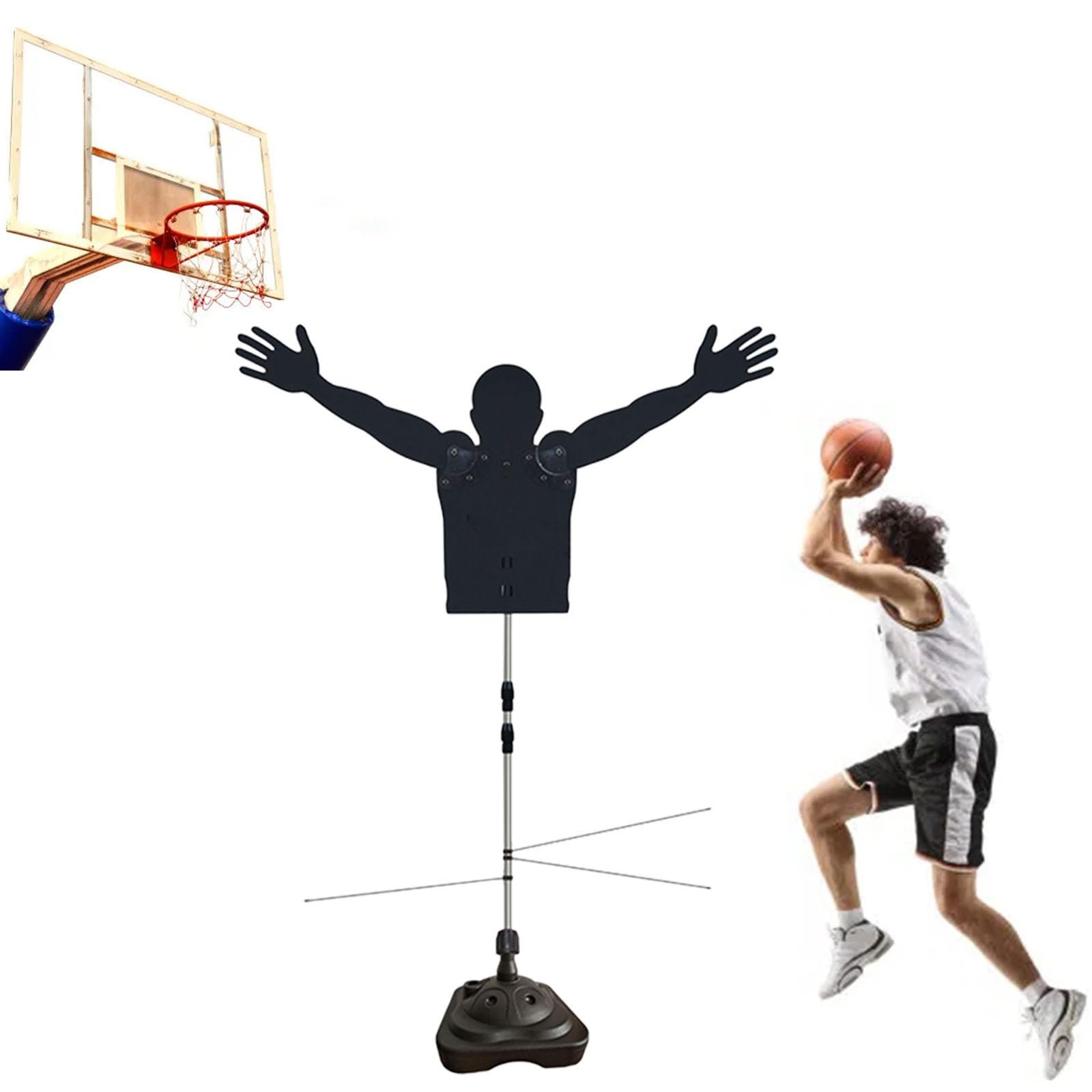 Manichino Difensivo per Basket Bambini Adulti Difensore Di Pallacanestro Mannequin, Allenatore Di Dribbling Di Tiro Con Palo Telescopico & Bracci Regolabili & Base Di Iniezione Del Acqua, Giocatori (